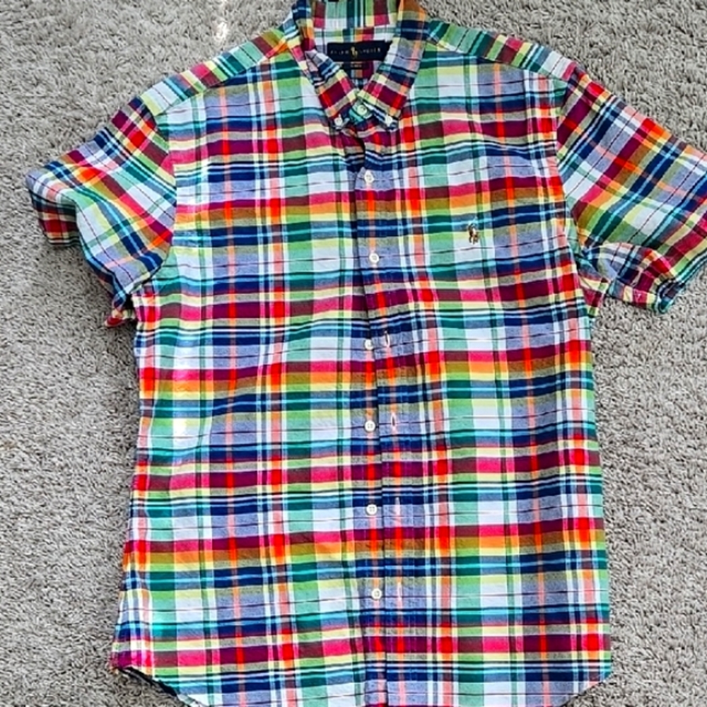 Ralph Lauren Red and Green Casual Button Down Shirt